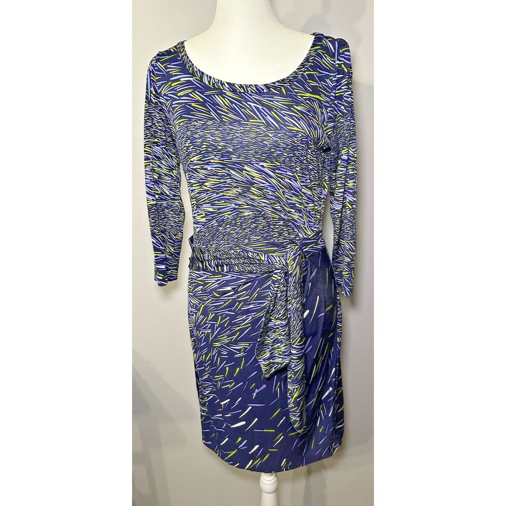 Diane von Furstenberg‎ for Neiman Marcus 100% Silk Dress Size 4 Navy Multicolor